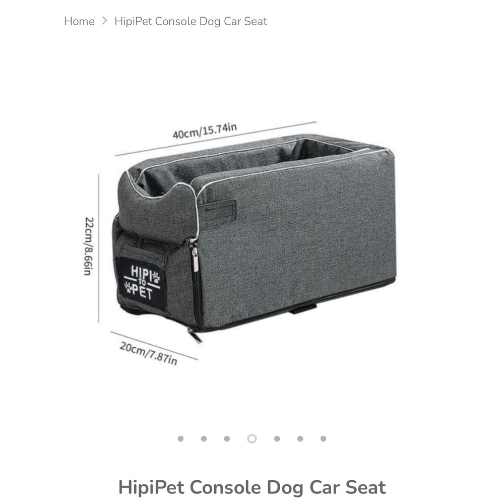 Pawroll Hipi Pet Console Dog Car Seat‎ Small Pet Carrier Grey Travel Booster Bed - Picture 4 of 9